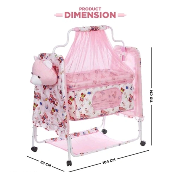 Cozy New Born Baby Cradle, Baby Swing, Baby Jhula, Baby Palna, Baby Bedding, Baby Bed, Crib, Bassinet with Mattress, Pillow, Mosquito Net for 0-9 Months (Pink) - Free Size, Pink, Cradle Material :Cotton, Jhula, Multipack 1